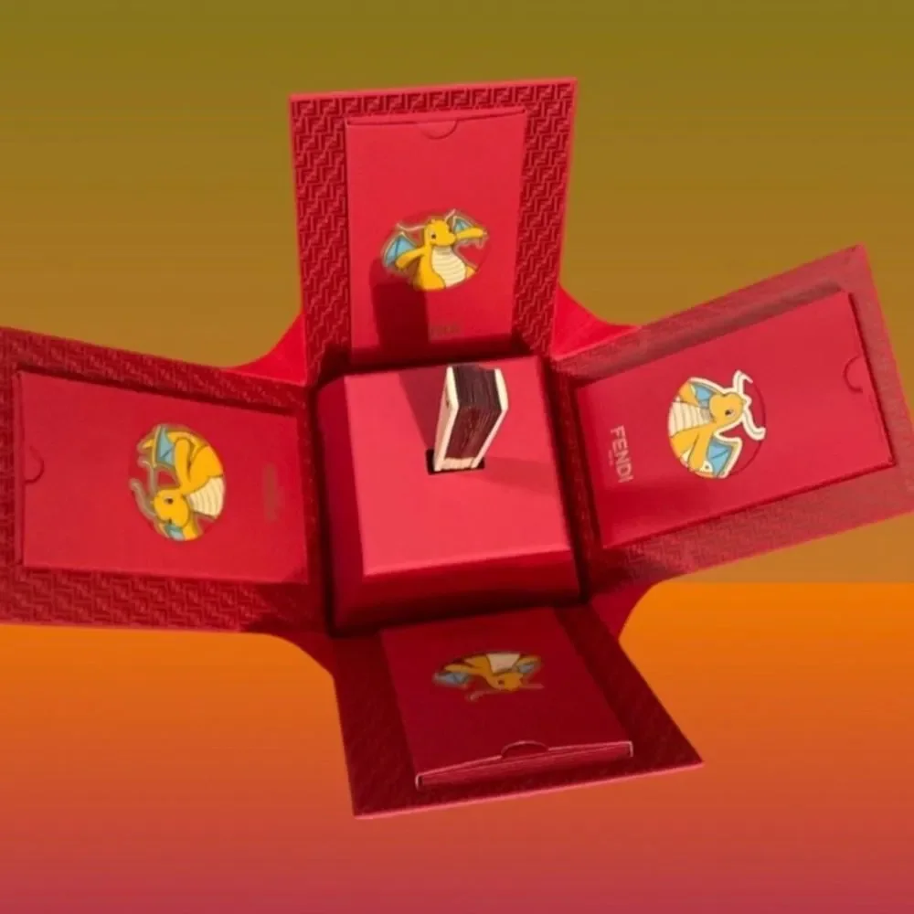 Fendi Red Dragon Motif Luxury Box Complete